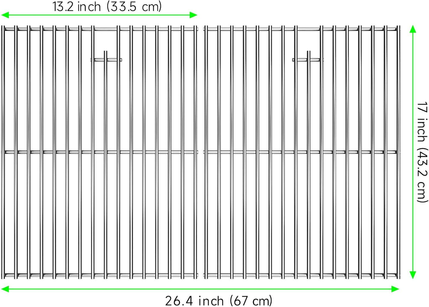 17 Inch Grill Grates Replacement for Nexgrill 720-0830H, 720-0830D, 720-0783E, 720-0783C, Cooking Grate Replacement Parts for Nexgrill 4&5-Burner Gas Grill, Stainless Steel BBQ Grids
