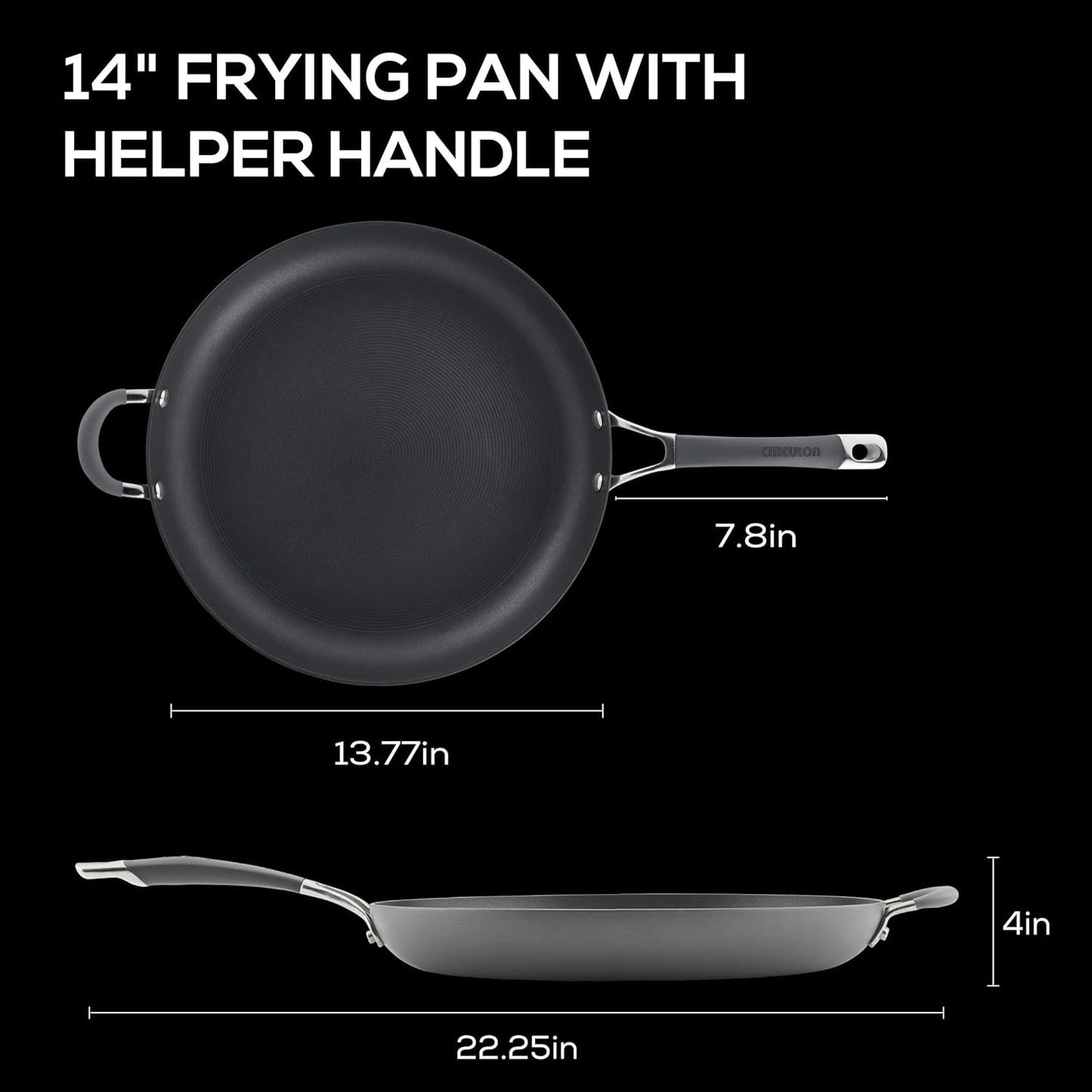 Circulon - 83906 Circulon Radiance Hard Anodized Nonstick Frying Pan / Fry Pan / Hard Anodized Skillet with Helper Handle - 14 Inch, Gray
