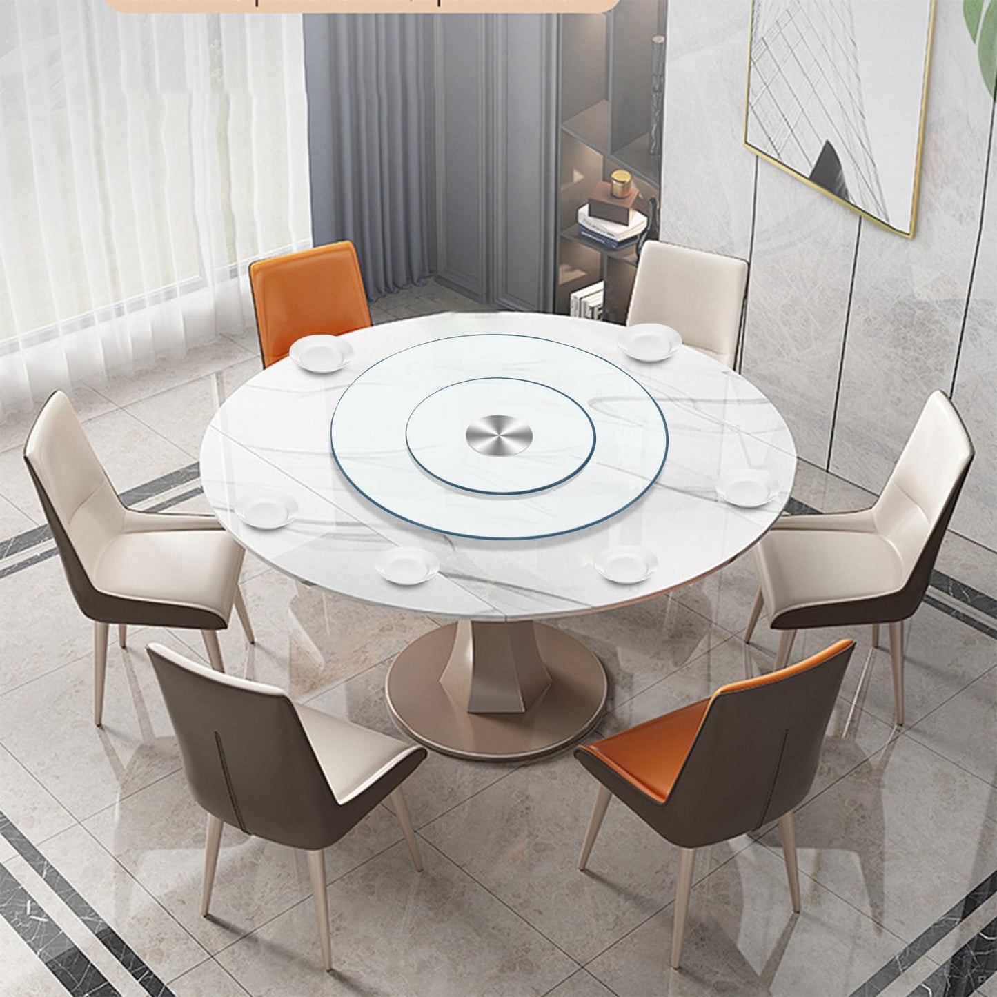 24" Large Tempered Glass Lazy Susan Turntable - Silent & Smooth Swivel Serving Plate for Dining Table Centerpiece for Family Gatherings, Banquets, and Weddings, Great Gift for New Homes