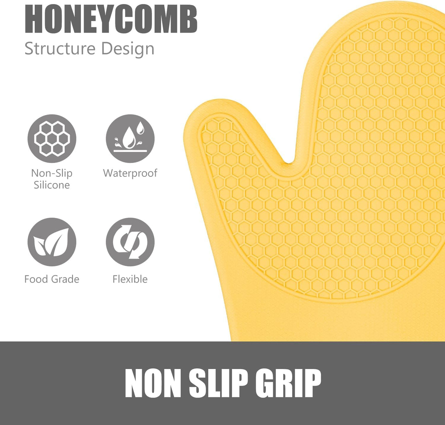 Rorecay Oven Mitts and Pot Holders Sets 6pcs, Extra Long Kitchen Silicone Oven Gloves Heat Resistant 500 Degrees Non-Slip Potholders Hot Pads for Baking Cooking, Quilted Liner, Samoan Sun