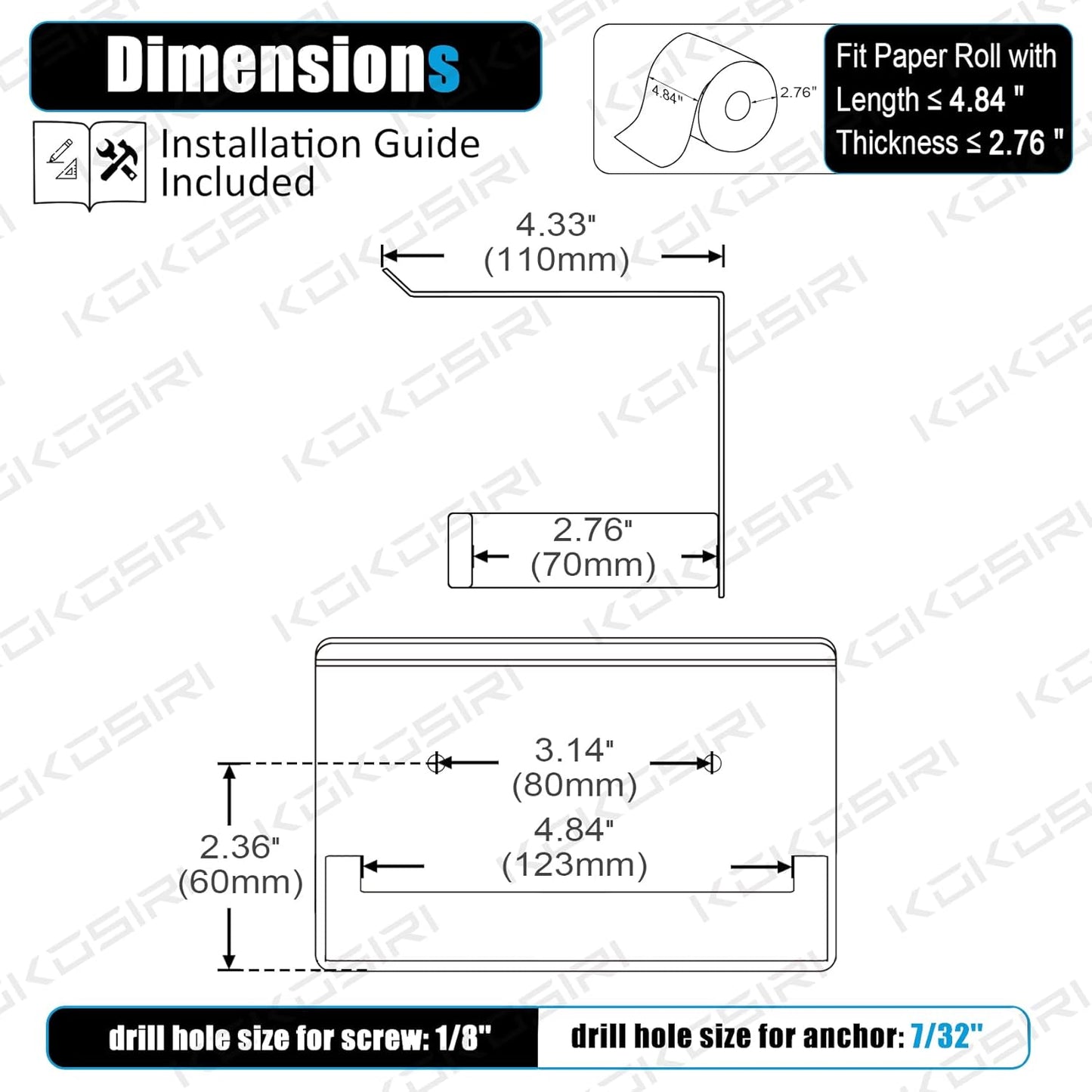 KOKOSIRI Toilet Paper Roll Holder Brushed Nickel Toilet Paper Holder with Shelf Stainless Steel Bathroom Dispenser Wall Mounted, B2010BR