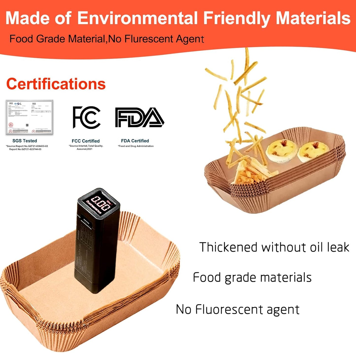 Air Fryer Liner Rectangular for Ninja Foodi Dual Basket 8QT 10QT, Bella Air Fryer Accessories, Air Fryer Liners 4 qt Rectangle, 125Pcs Parchment Paper liners for DZ201,DZ401, FG551