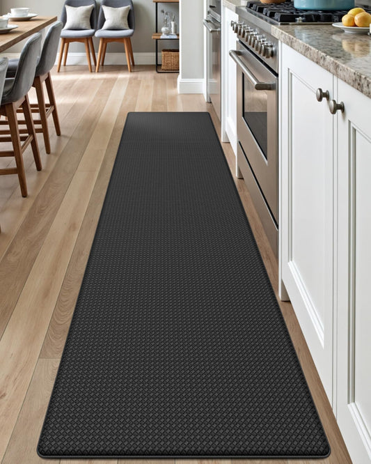 DEXI Kitchen Floor Mats Cushioned Anti Fatigue,17x79,Long Standing Runner Rug Waterproof, Comfort Memory Foam Padded for Front Sink Laundry, Black