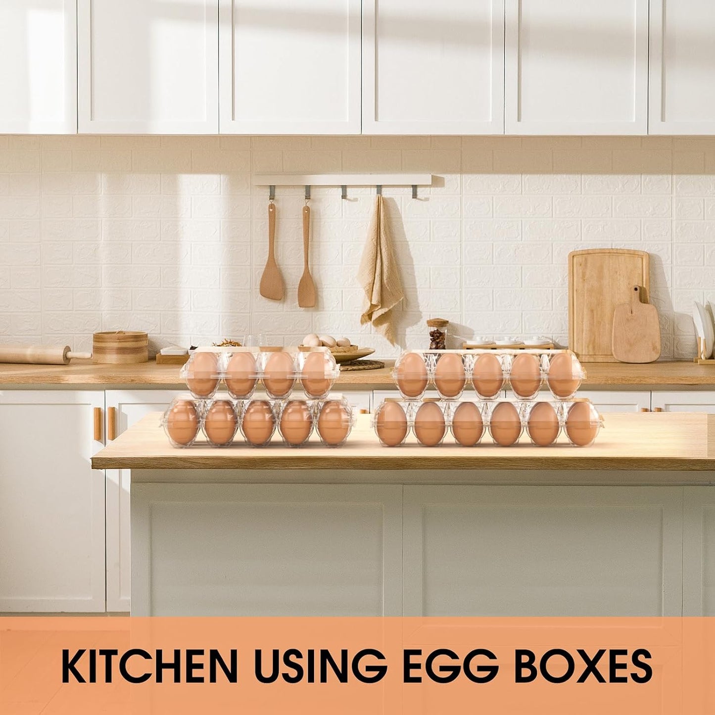 EVANCENT Egg Cartons Cheap Bulk 48 Pack, 1 Dozen Plastic Egg Carton for Refrigerator, Reusable Egg Container holders for Storing, Sharing, Selling, Clear Tray for Home Ranch Farm Market-2x6 Grids