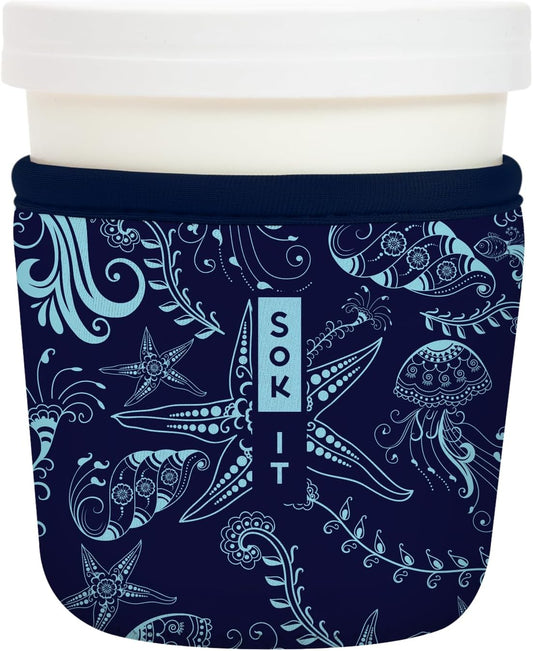 Sok It IceCreamSok Insulated Neoprene Cover (Ocean Oasis, Tapered Ice Cream Pints)