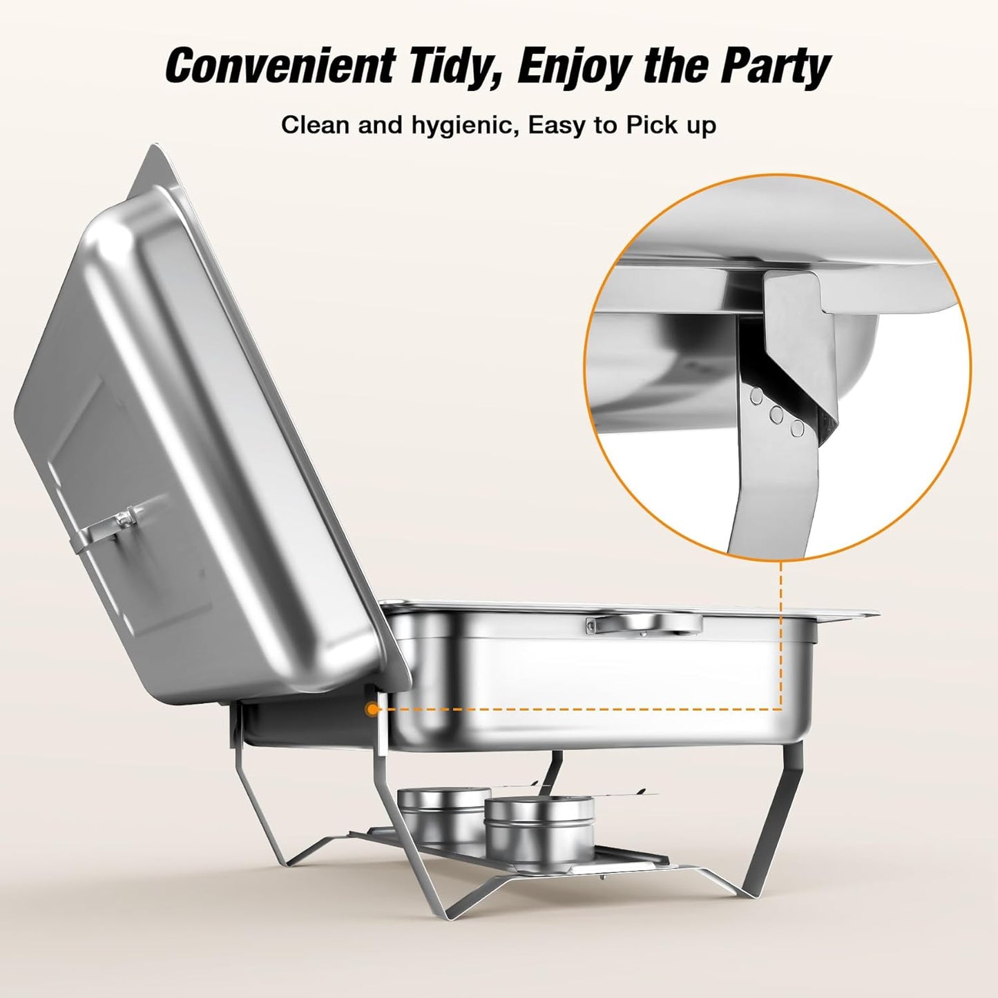 Chafing Dishes for Buffet 9QT 2 Pack, Easy Assembly, Food-Grade Stainless Steel Chafers for Catering w/Rolled Edge Design, Foldable Frame, for Party, Banquet (Full Size Food Pan)