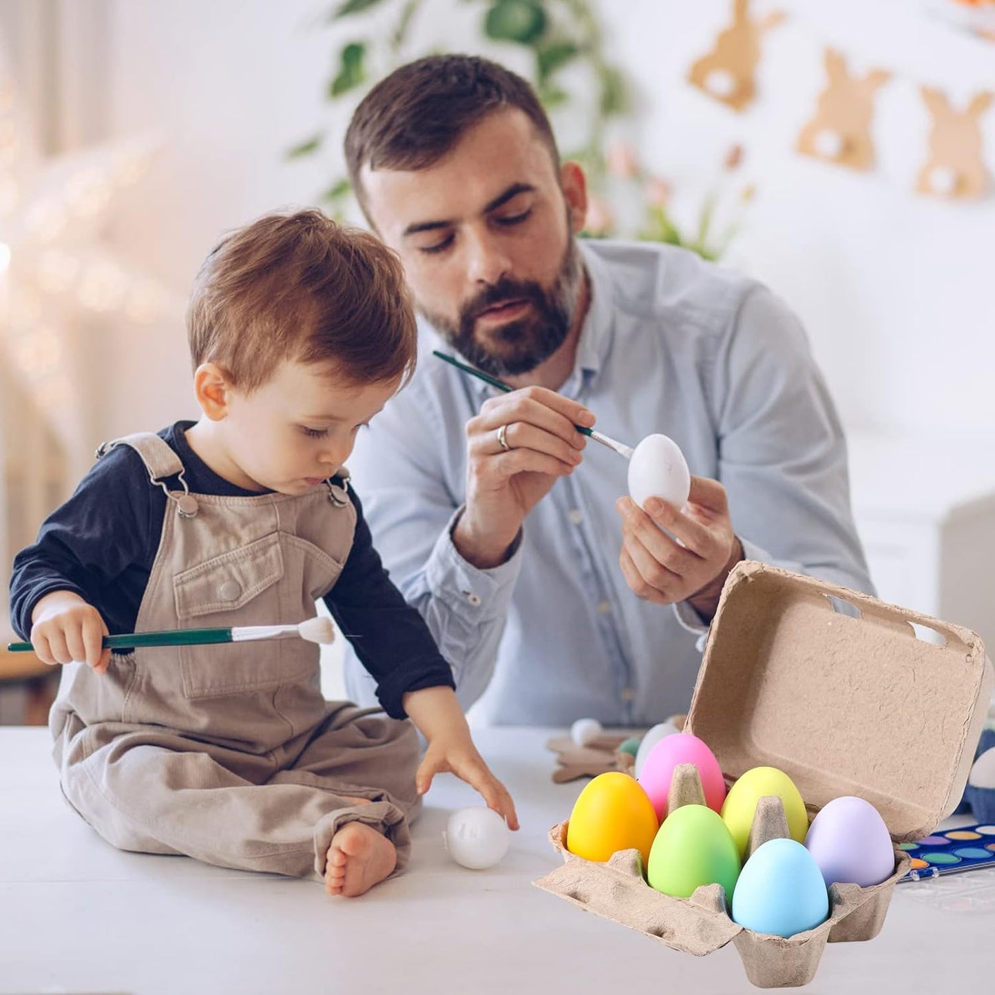 Half Dozen Egg Cartons 100 Pack, Blank Natural Pulp Box 6 Count for Chicken Eggs Reusable, Storage Tray Strong for Holds Up to Six 6 Egg Cardboard Paper Holder Container for Refrigerator