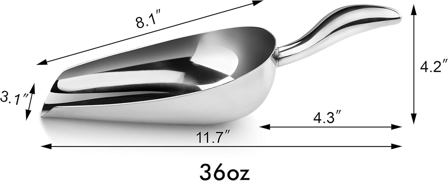New Star Foodservice 1028546 Stainless Steel Bar Ice Flour Utility Scoop, 36-Ounce