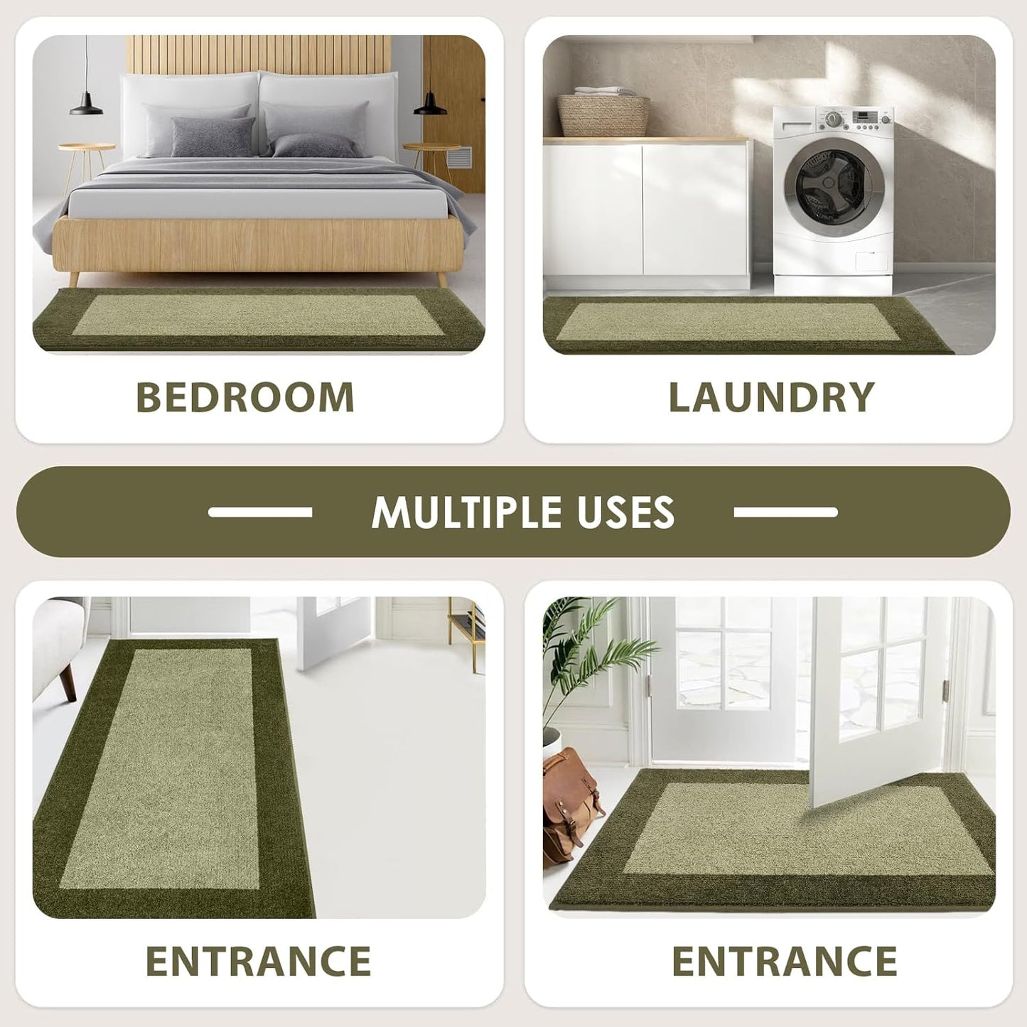 Machine Washable (24" x 36"+ 24" x 60"') Runner Rugs Set of 2, Non Slip Kitchen Mats for Floor, Absorbent Entryway Rug for Kitchen, Bedroom, Hallway, Bathroom, Door (Roll Packing)