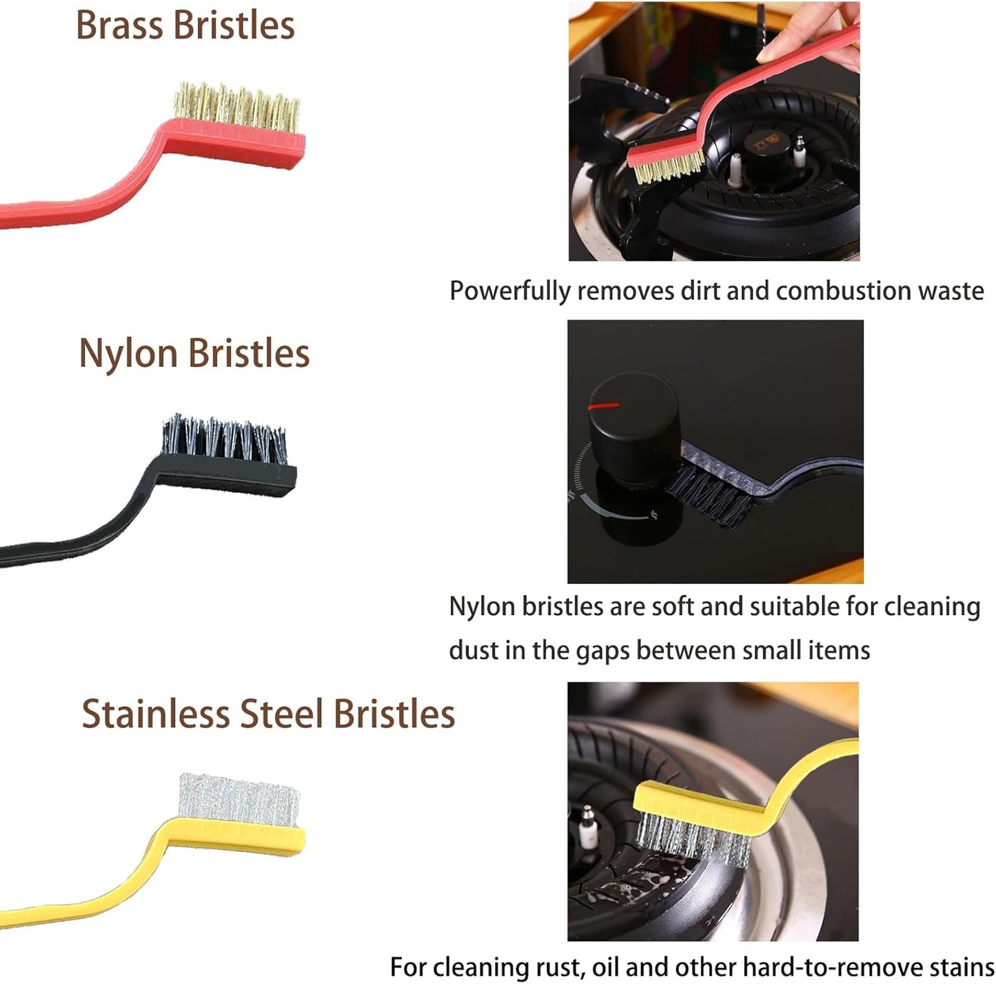 7 Pcs Multi-Purpose Crevice Cleaning Brush Tool for Stubborn Kitchen Grease Stains, Bathroom Crevices, Window Gutters, Tiles and Faucets