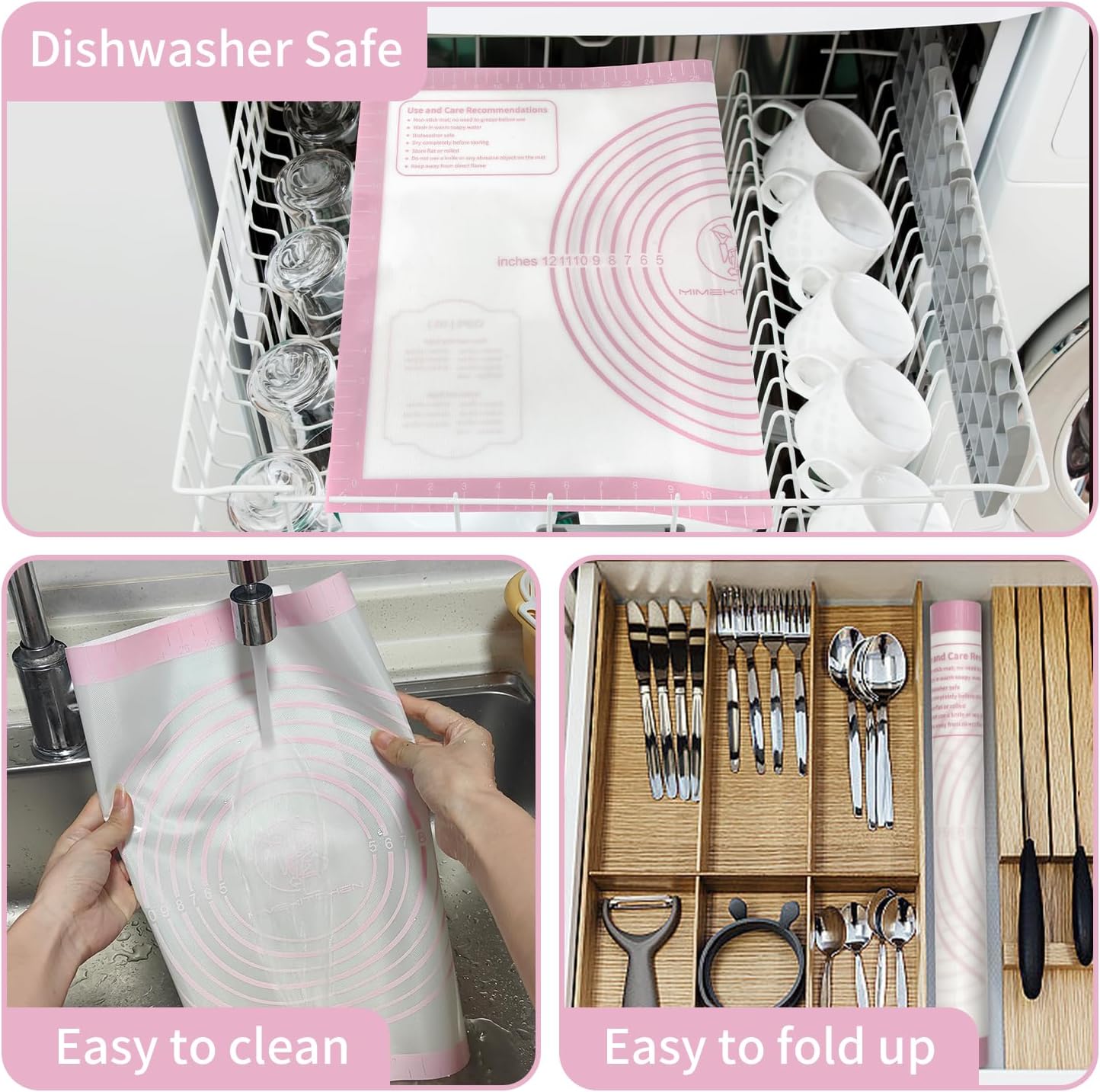 Silicone Pastry Mat for Dough Rolling, Extra Large Silicone Baking Mat with Measurements, Baking sheet for Cookies Fondant Pie Crust, Countertop Protector