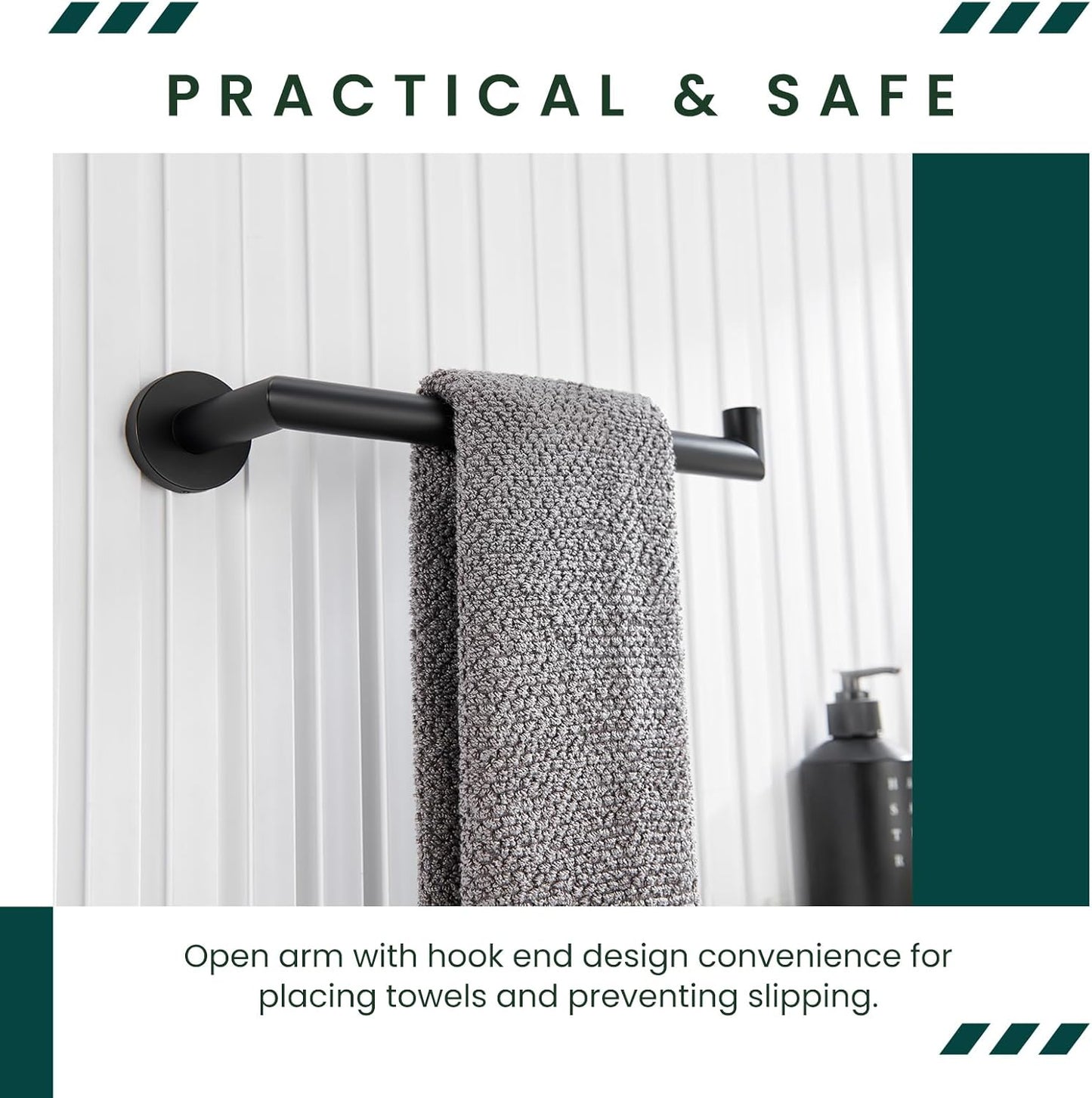 Suyar Bathroom Towel Holder, SUS 304 Stainless Steel Hand Towel Bar for Wall, Matte Black