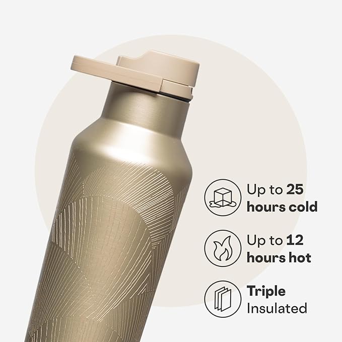 Corkcicle Classic Sport Canteen Insulated Water Bottle - Keeps Beverages Cold 25 Hours - Triple Insulated - Summer Drinkware Gift - Keeps Drinks Ice Cold - Leak-Proof Cap - 20 oz - Champagne Dreams