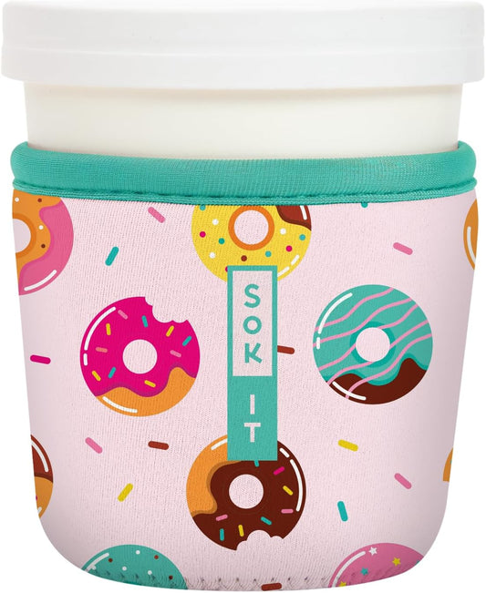 Sok It IceCreamSok Insulated Neoprene Cover (Donut Delight, Tapered Ice Cream Pints)