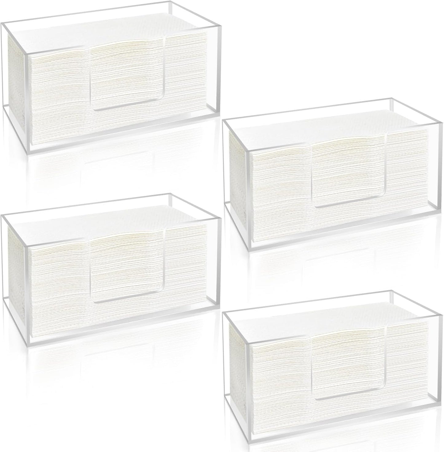4Pack Acrylic Paper Towel Dispenser, Napkin Holder for Bathroom, Kitchen & Countertop – Paper Towel Holder Z-Fold/C-Fold/Multi-Fold Holder, Shatter-Resistant & Space-Saving (4)