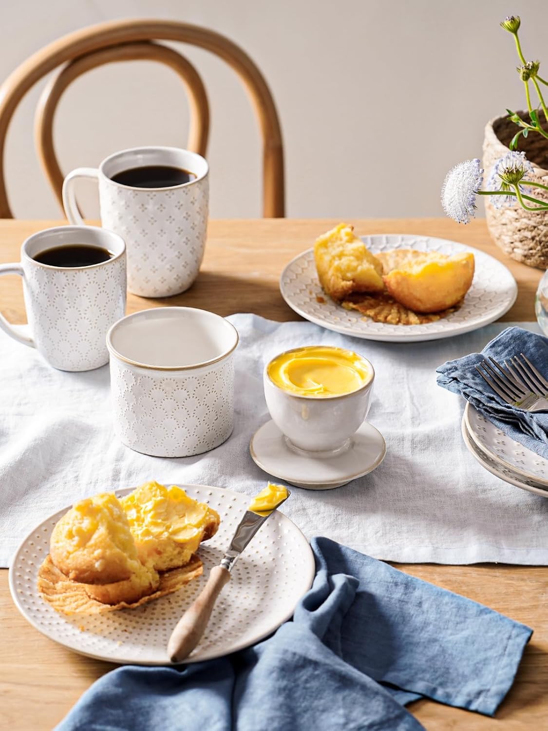 LE TAUCI Butter Crock, Butter Dish with Lid, Butter Container for Counter with Water Line, Embossed French Butter Keeper for Spreadable Butter, Suit For Housewarming - Set of 1, Arctic White,Fireworks