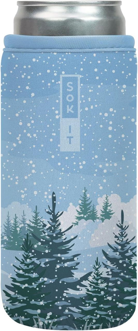Sok It CanSok Sleeve for Beer & Soda Insulated Neoprene Cover (Winter Wonderland, 12oz Slim Can Sleeve)