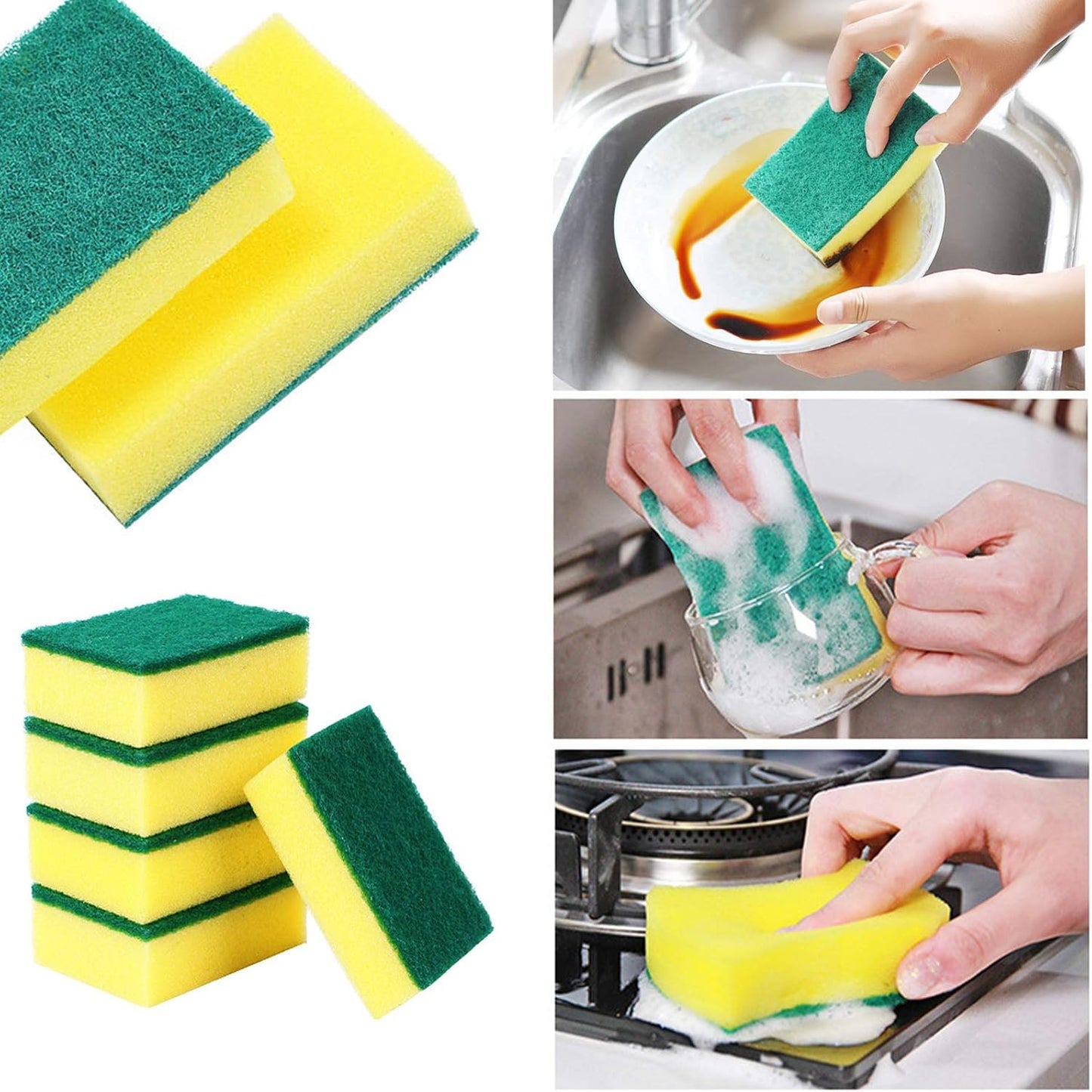 30 Pack Sponge Individually Wrapped, Non Scratch Scrouing Sponges for Household Cleaning, Dishes, Kitchen, Apartment, Car, Bike