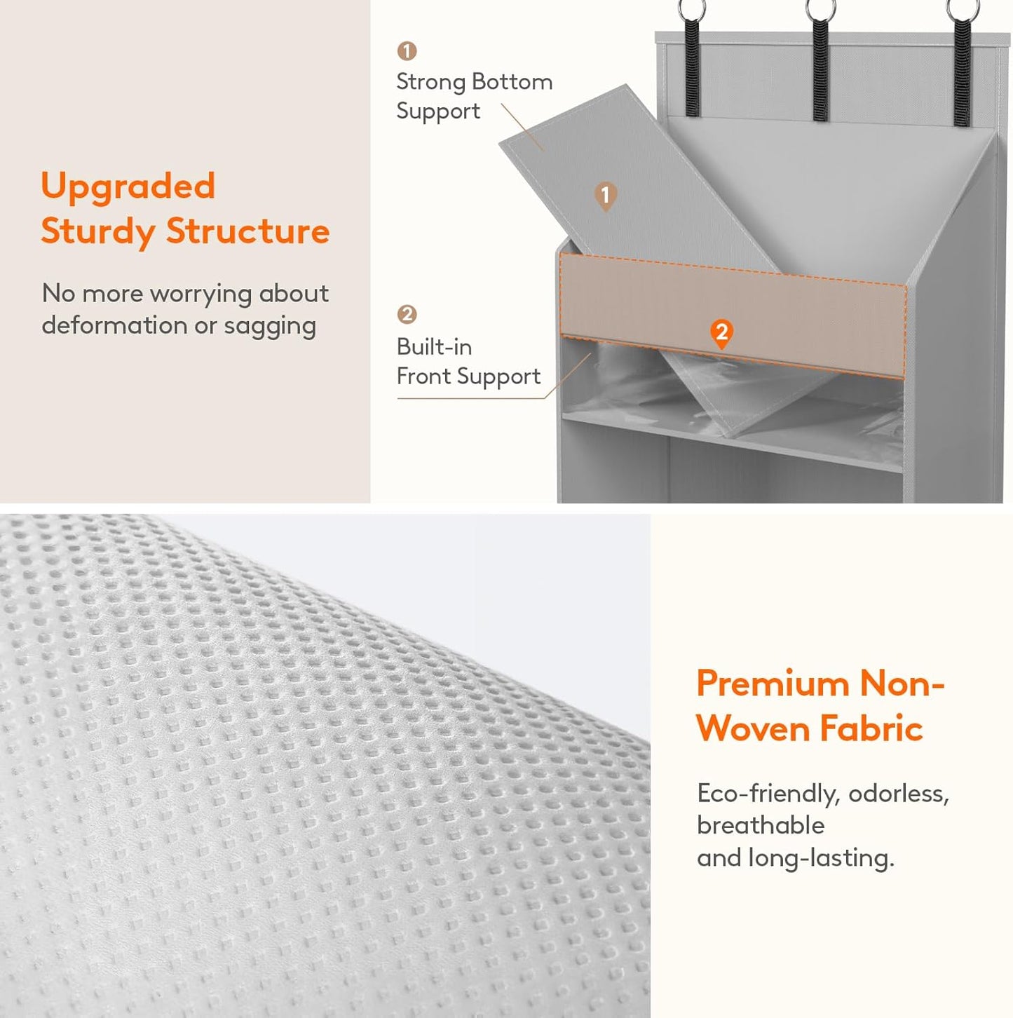 Lifewit 1 Pack Over the Door Organizer, 5 Shelf Clear Window Hanging Storage with 4 Mesh Side Pockets, Anti Tilt 40lbs Load Behind Door for Pantry, Nursery, Bathroom, Bedroom, Kitchen, Dorm,Light Grey