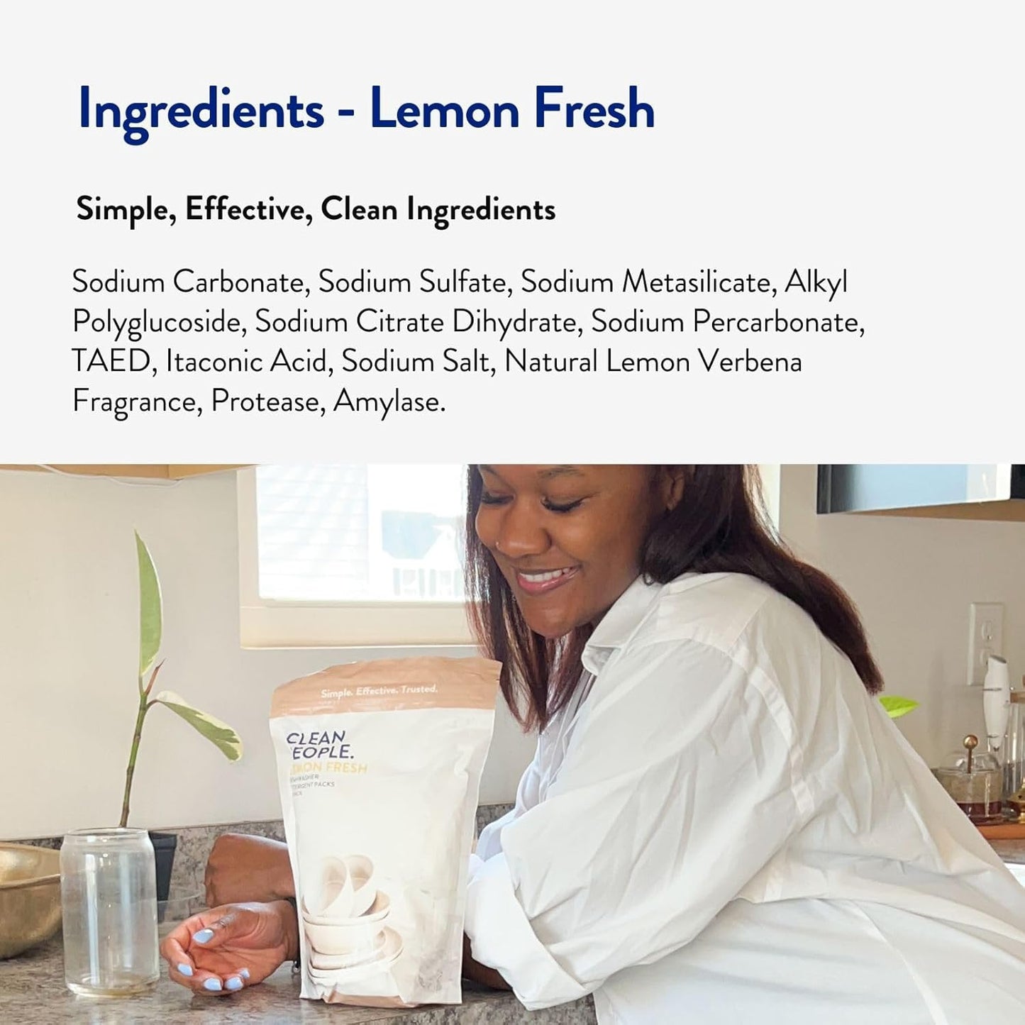 The Clean People Dishwasher Pods - Cuts Grease & Rinses Sparkling Clean - Residue-Free - Phosphate Free Dishwashing Pods (120 Count, Lemon Verbena)