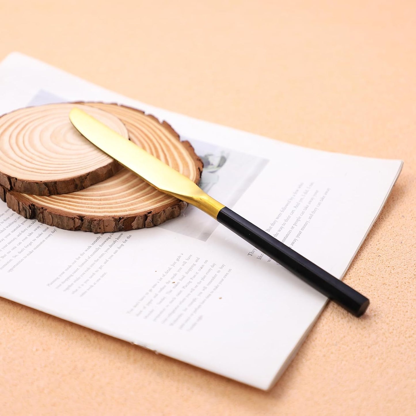 Matte Silverware Set Gold Flatware Set with Hexagon Handle 20 Pieces 18/0 Stainless Steel Cutlery Set Wedding Housewarming Gift Service for 4 (Matt black gold)