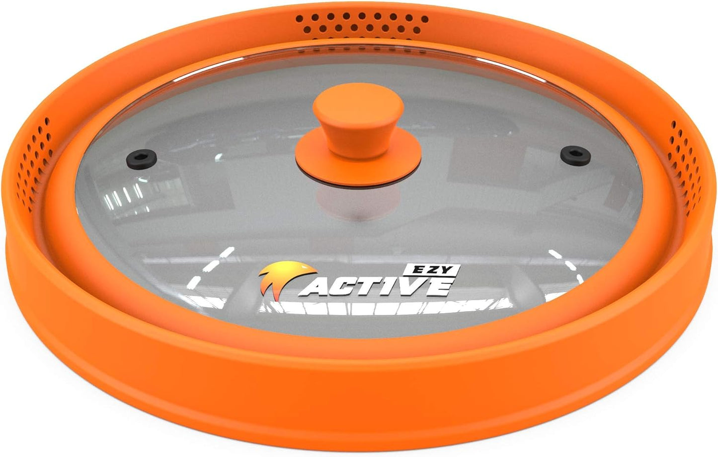 Collapsible Microwave Cover for Food - Silicone and Glass Splatter Guard Lid for 6-12 inch Plates & Bowls, Dishwasher Safe, Heat Resistant, BPA-Free, Orange