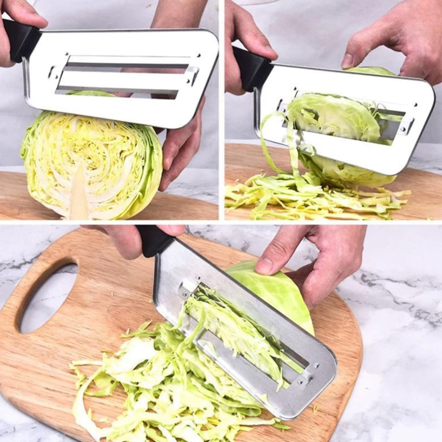 Dual Blade Julienne Cutter, Stainless Steel Shredder Slicer, Stainless Steel Cabbage Shredder for Coleslaw, Cabbage Slicer, Suitable for Vegetables and Fruits(Red)