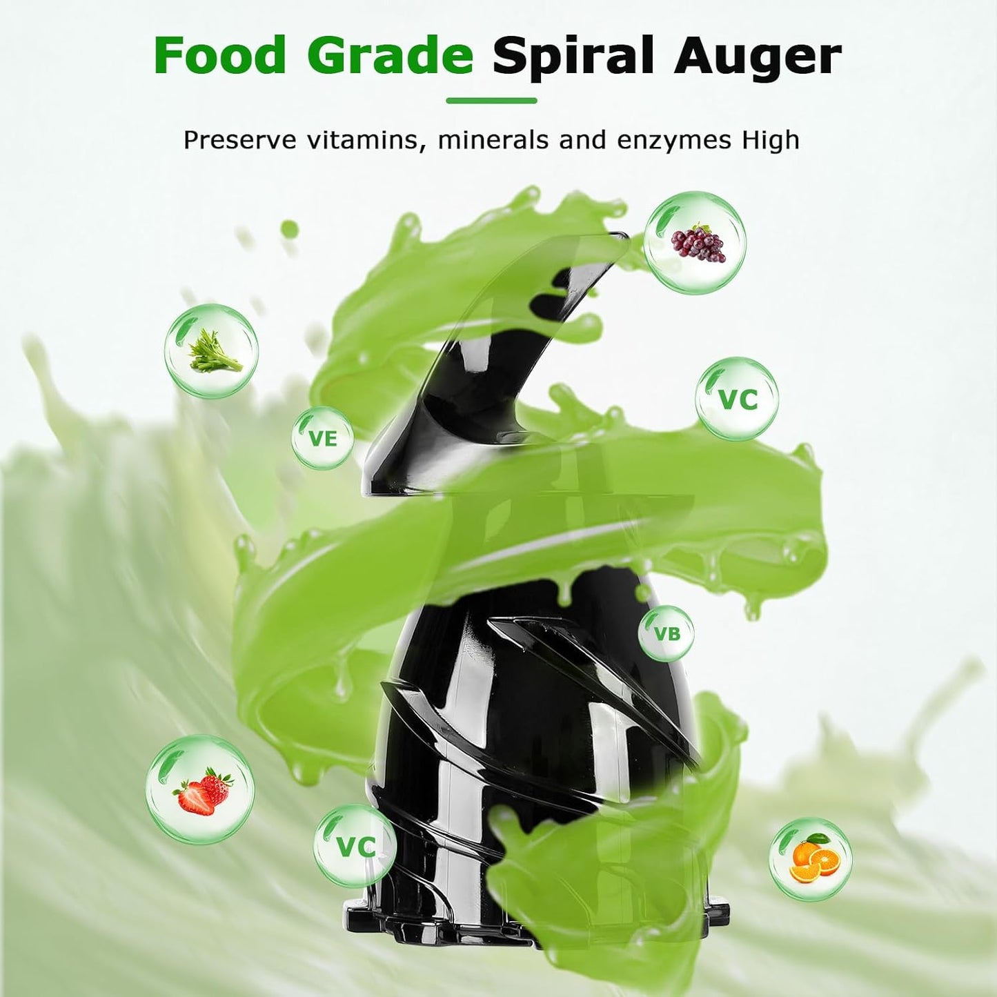 OMMO Cold Press Juicer Machines: 5.1" Feed Chute for Whole Fruits & Veggies, 300W Slow Juicer BPA Free for Kids, Beep Alert Easy Clean Juicers for Busy Mornings/Moms/Fitness/Healthy Living, Grey