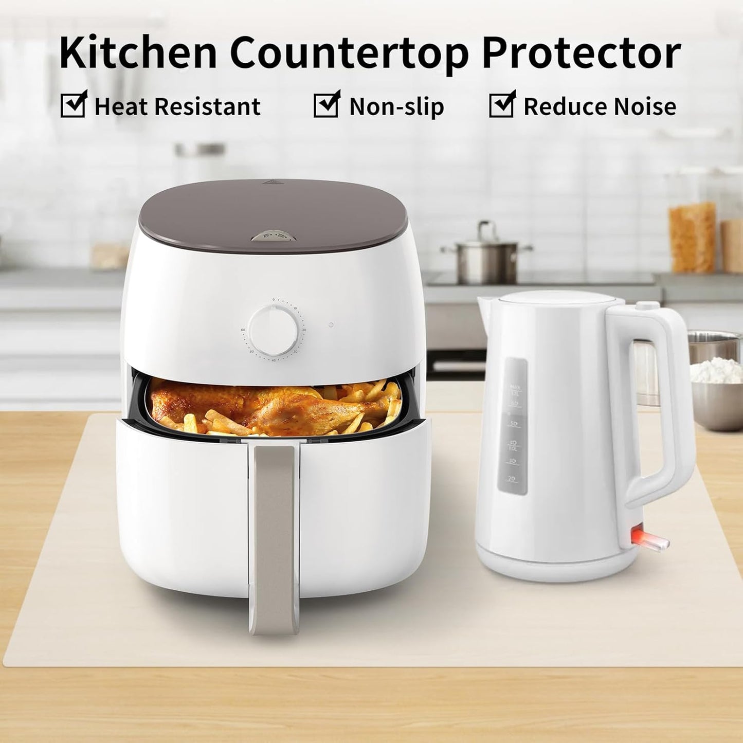 Silicone Mats for Kitchen Counter Thicker Extra Large Heat Resistant Mats Countertop Protector Liners for Bottom of Oven Air Fryer Coffee Maker, 24" x 16" x 2 mm, Translucent