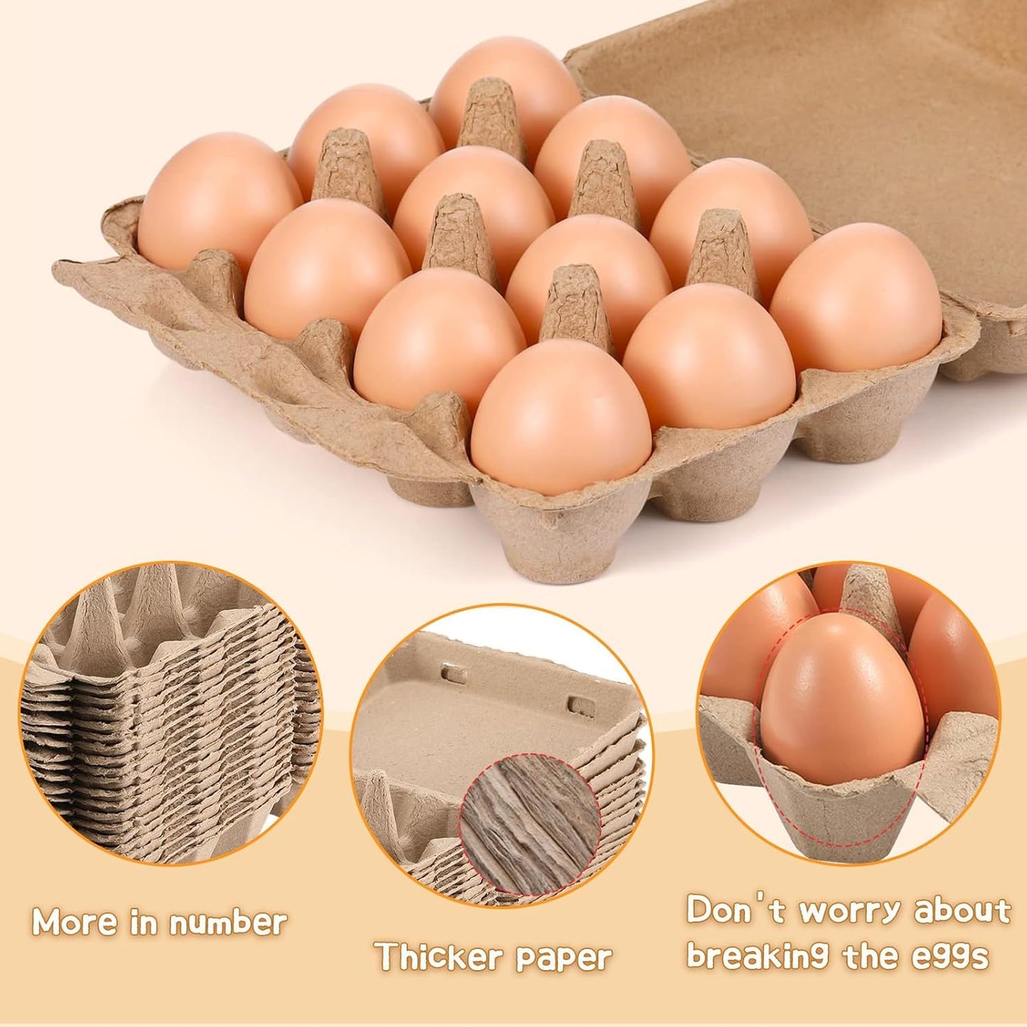 25 Pack Egg Cartons,3x4 Style Holds Chicken Egg Cartons Made from Recycled Cardboard