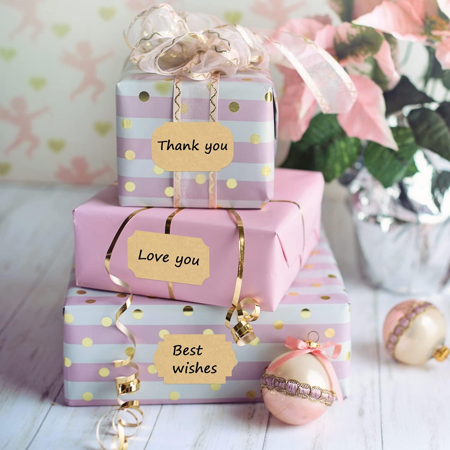 Wisdompro Assorted Shape Label Stickers, Self Adhesive Gift Tag Stickers Blank Writable Labels for Essential Oil Bottles, Jars, Food Containers (256 Pcs, Small)