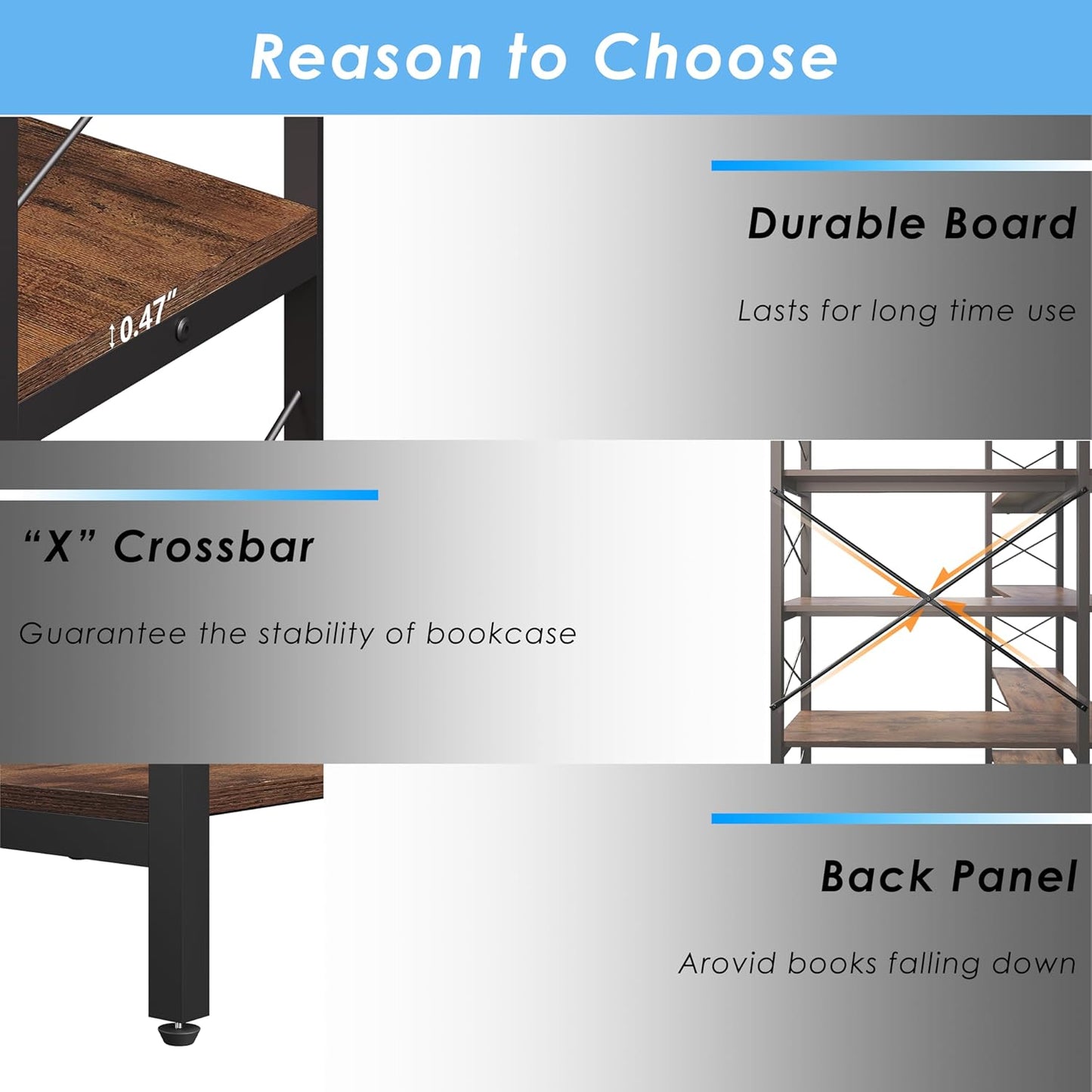 Corner Bookshelves and Bookcases Industrial Corner Etagere Bookcase L Shaped Shelf 6 Tiers with Metal Frame for Living Room Home Office