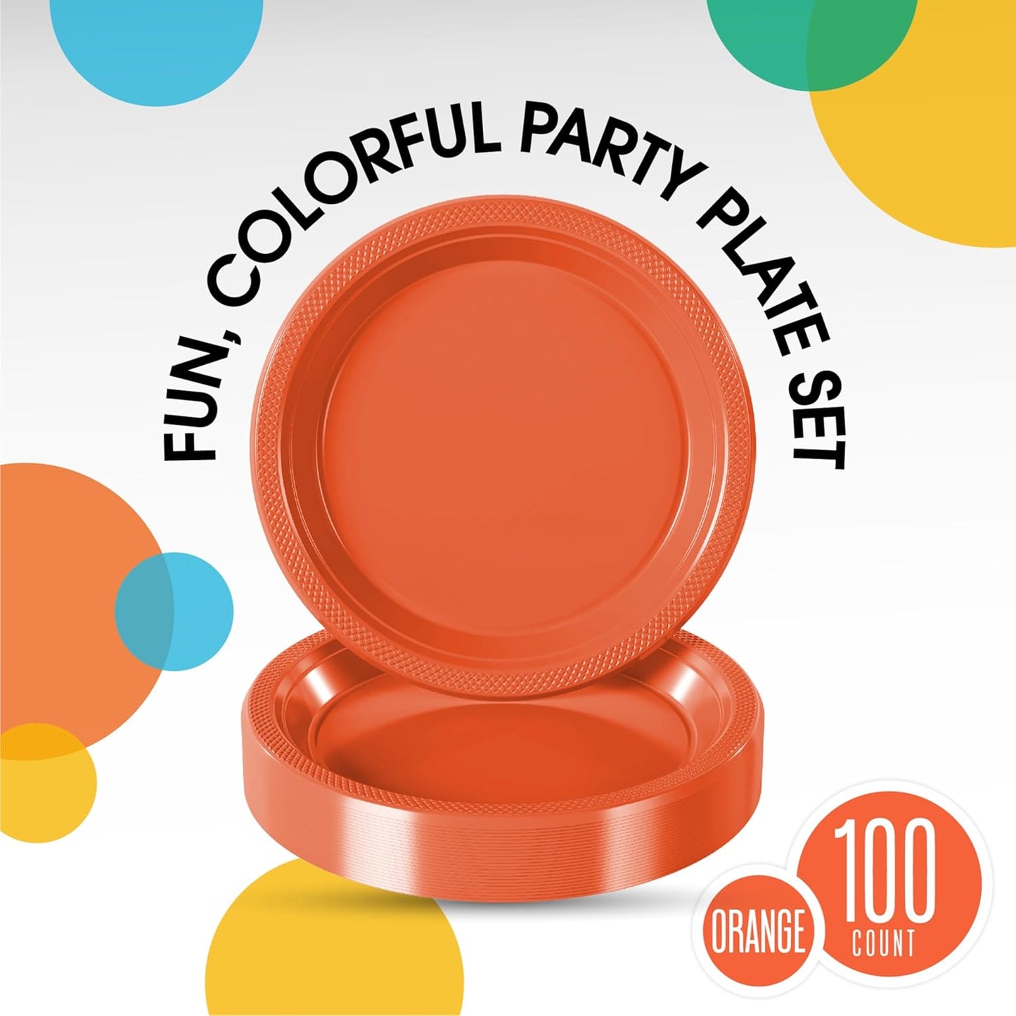 Exquisite Party Solids Orange Plastic Plates For Party 7" Orange Disposable Plates Heavy Duty Supplies 100 Pcs Plastic Dinnerware Sets Heavy Duty 350 GSM Disposable Dinnerware Set
