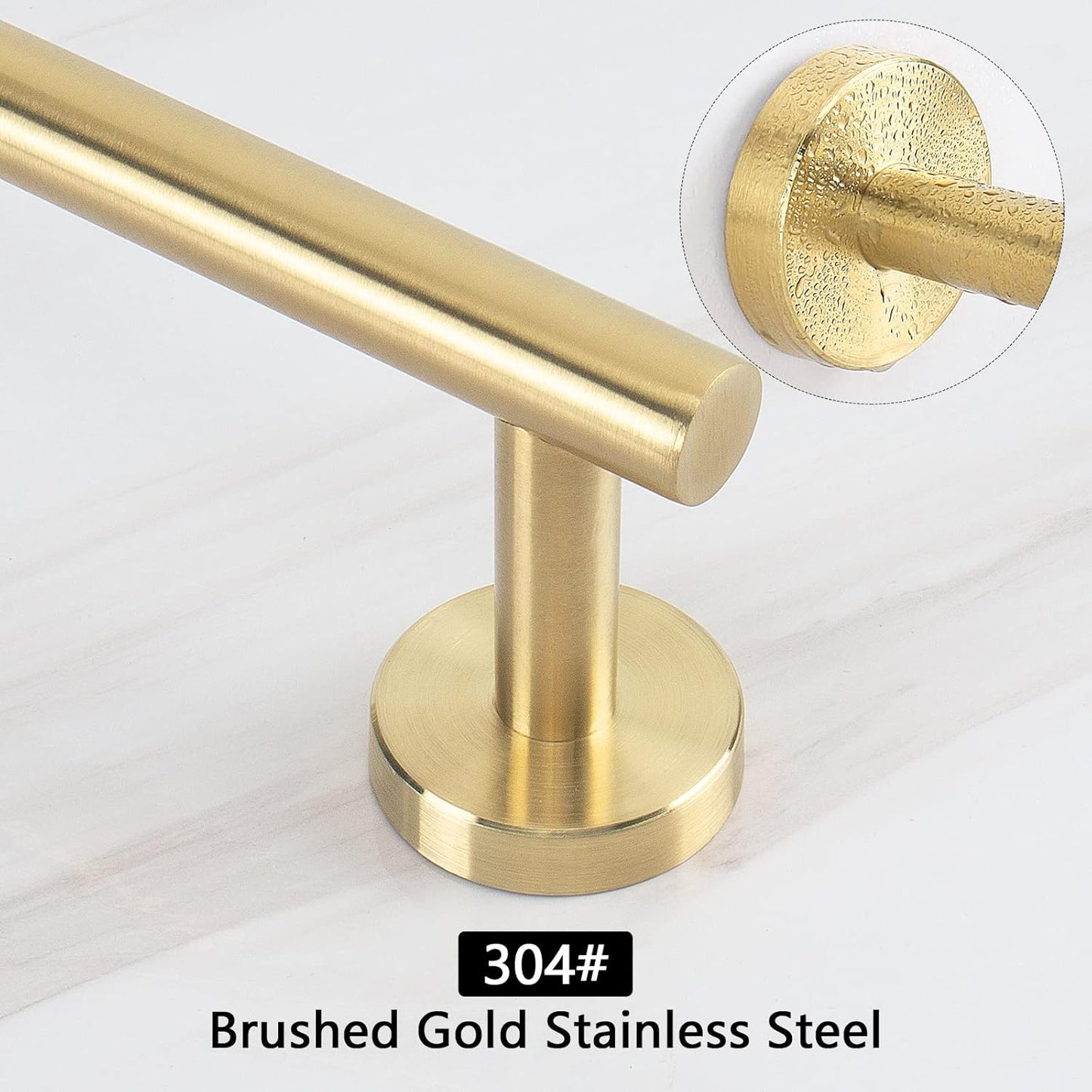 NearMoon Bath Towel Bar, Bath Accessories Thicken Stainless Steel Shower Towel Rack for Bathroom, Towel Holder Wall Mounted (1 Pack, Brushed Gold, 26 Inch)