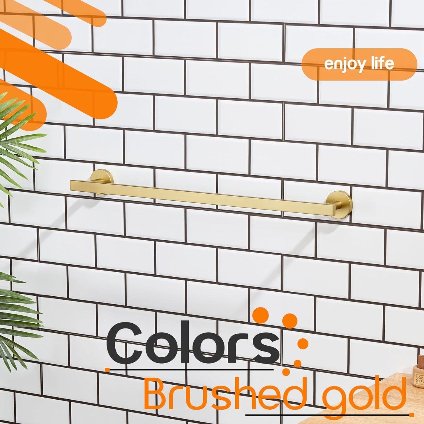 20 Inch Bathroom Towel Bar Bath Towel Rack Kitchen Towel Holder Towel Shelf Wall Mounted SUS304 Stainless Steel Brushed Gold AN4001GD-L20