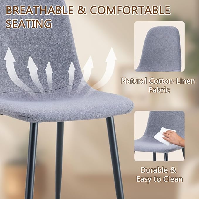 86.6" Dining Table Set for 10, Modern 11 Piece Wood Kitchen Table and Chairs Set, Large Rectangle Dining Table with 10 Linen Fabric Upholstered Chairs, Perfect for Family Gatherings and Dining Room