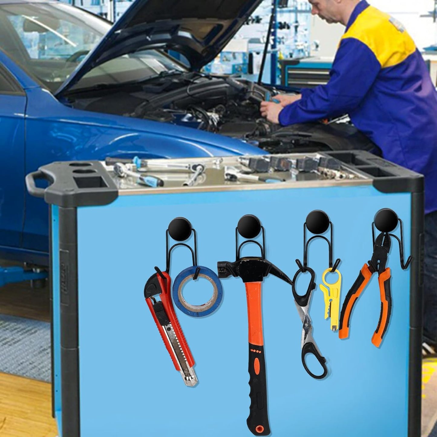 Magnetic Hooks 304 Stainless Steel Hooks Heavy Duty Magnets Hanging Hooks for Refrigerator Grill Toolbox Outdoor,Cruise Essentials Camper Accessories,4pack(Black,1.1in-2 40Lbs)