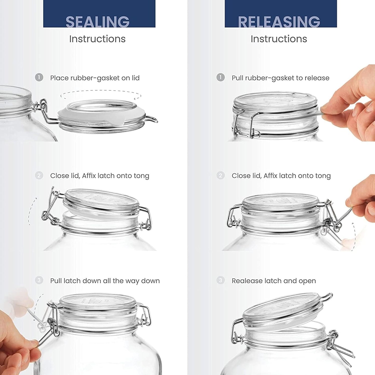 Bormioli Rocco Fido, 2 Pack, 33.75 Oz. Food Storage Glass Jars, Airtight Rubber Seal & Glass Lid, with Stainless Wire Clamp, Mason Jar, Made in Italy