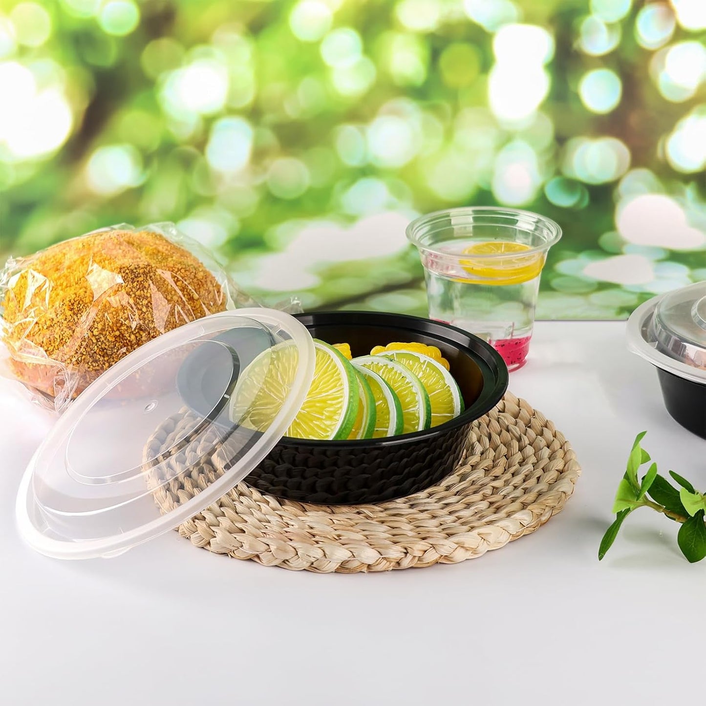 Meal Prep Containers Reusable 10 Pack-29 oz Food Storage Containers with Lids To Go Food Containers Takeout, Microwave Dishwasher Freezer Safe, Stackable, BPA Free, Plastic (Black)