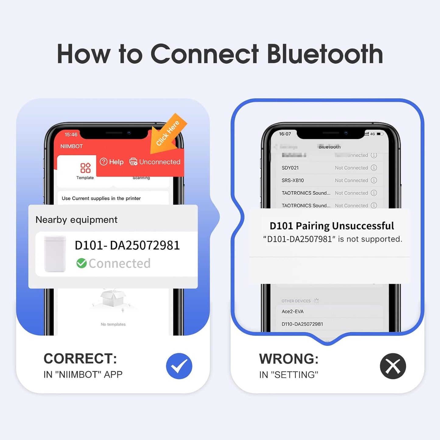 NIIMBOT D101 Label Maker, Handheld Thermal Label Printer with Tape, Easy to Print 0.5 to 1 Inch Width Inkless Label Maker for School Name, Cable Labels, Business Price Tags, Home Storage