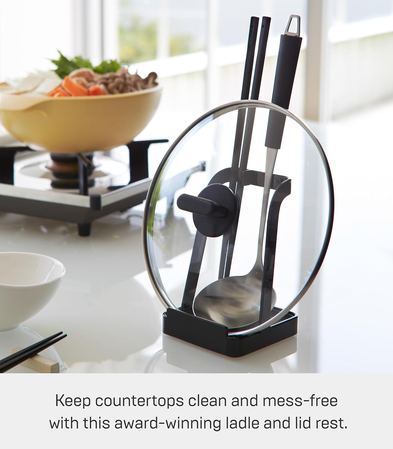 Yamazaki Home Tower Ladle Holder - Lid Stand For Utensils In Kitchen - Steel