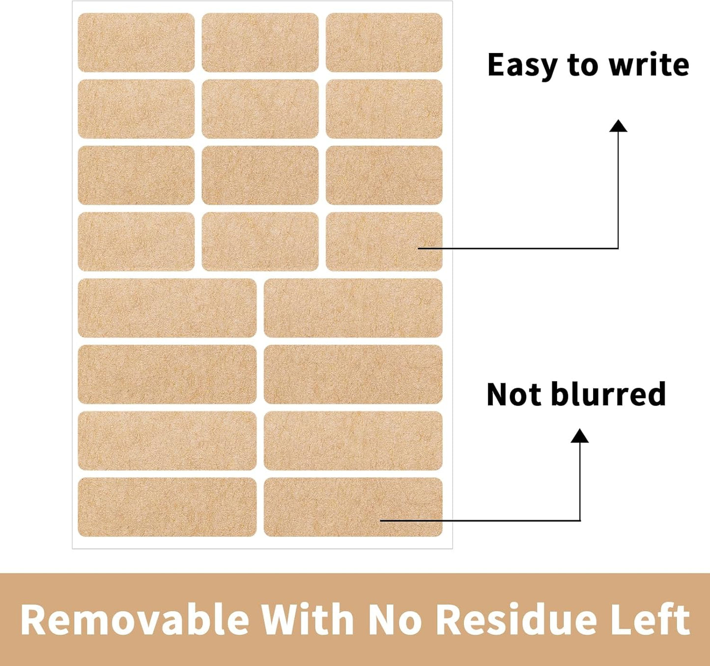 Kraft Label Stickers Removable Writable Gift Labels, Self-Adhesive Brown Labels for Essential Oil Bottle, Jars, Food Storage or Gift Decoration (2 Size, 300 Sheet)