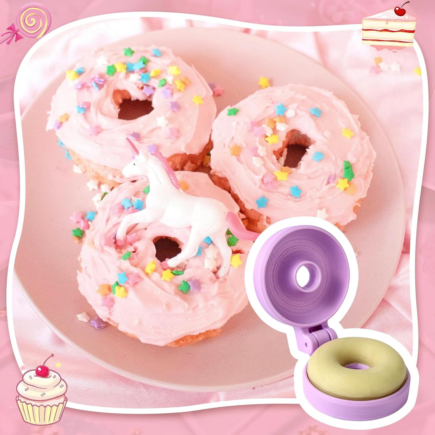 2 PCS Donut Cake Pop Mold Shapes Press Set, 3D Printed Cake Pop Cutter and Pusher, Baking Tools Accessories for Home Baking, Birthday Parties, Wedding Desserts