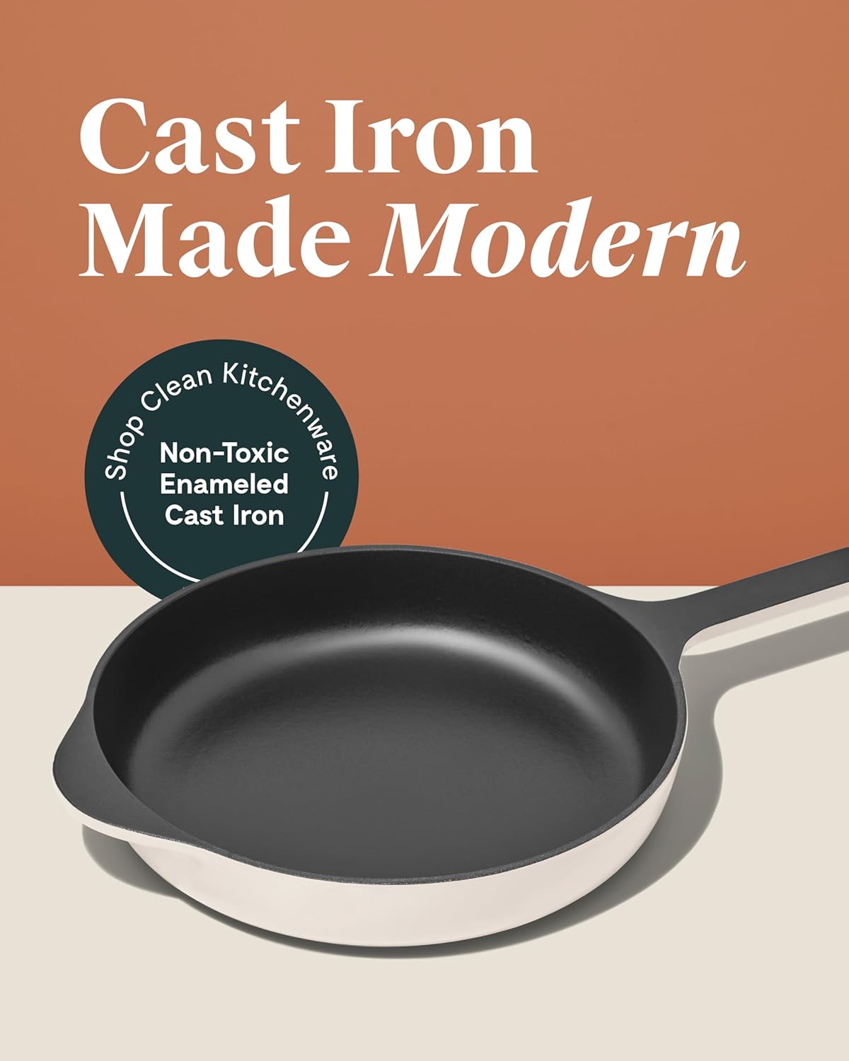 Caraway Cast Iron Skillet - 10.5” Enameled Cast Iron Pan With 3 Layer Enamel Coating - No Seasoning Required - Compatible With All Stovetops - Free From Forever Chemicals - Rust