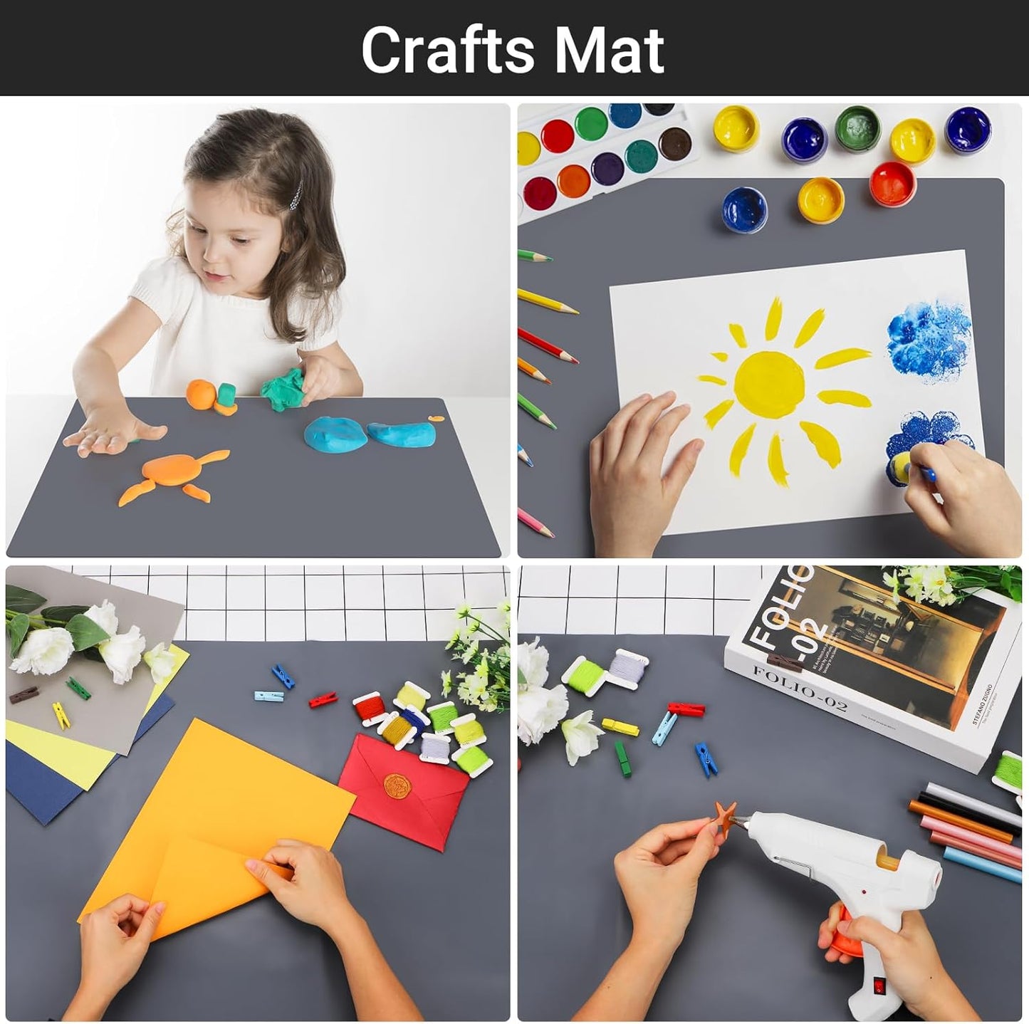 Gartful Oversize Silicone Mat for Craft, 27.6X 19.7 inches Silicone Sheet for Resin Jewelry Casting Mat Pad Countertop Protector, Nonstick Table Placemat, Dark Gray & Translucent, Pack of 2