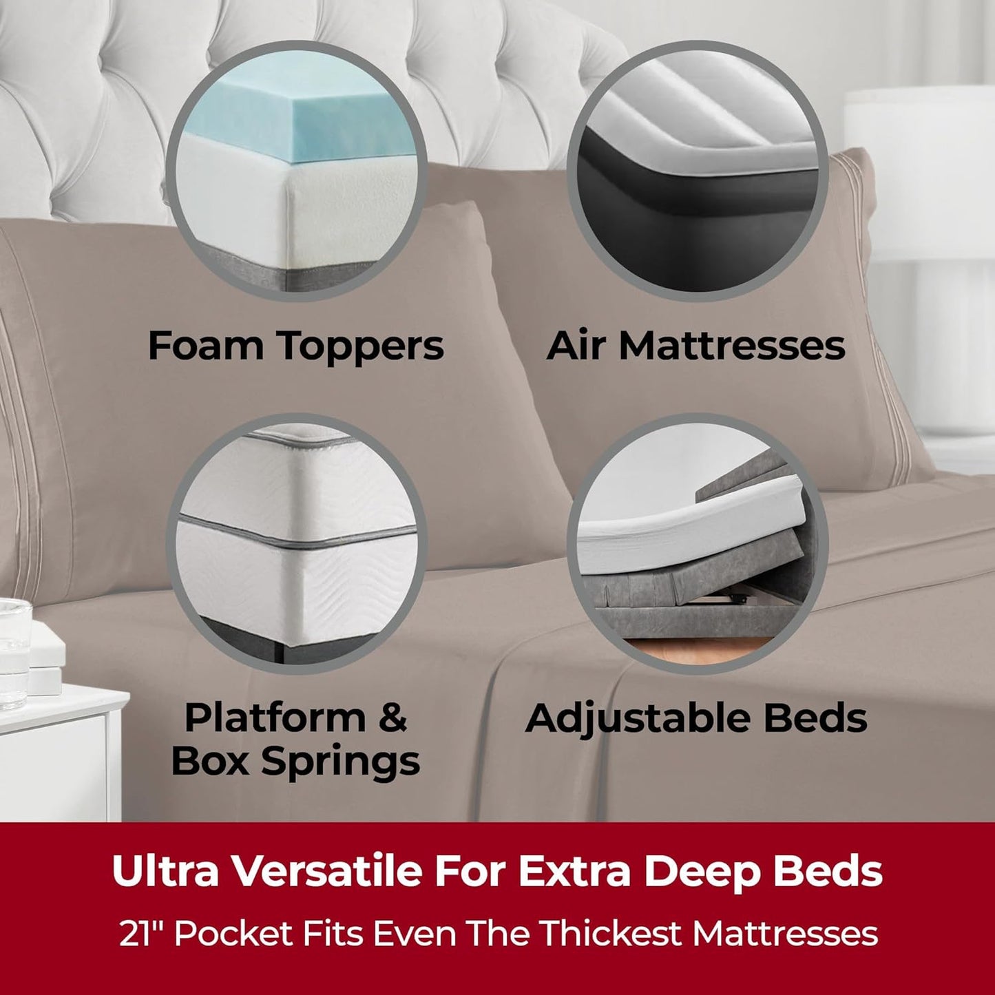 Mellanni Extra Deep Twin XL Sheets - 3 PC Iconic Collection Bedding - Hotel Luxury, Ultra Soft, Cooling Bed Sheets - Wrinkle, Fade, Stain Resistant (Twin Extra Long, Brown)