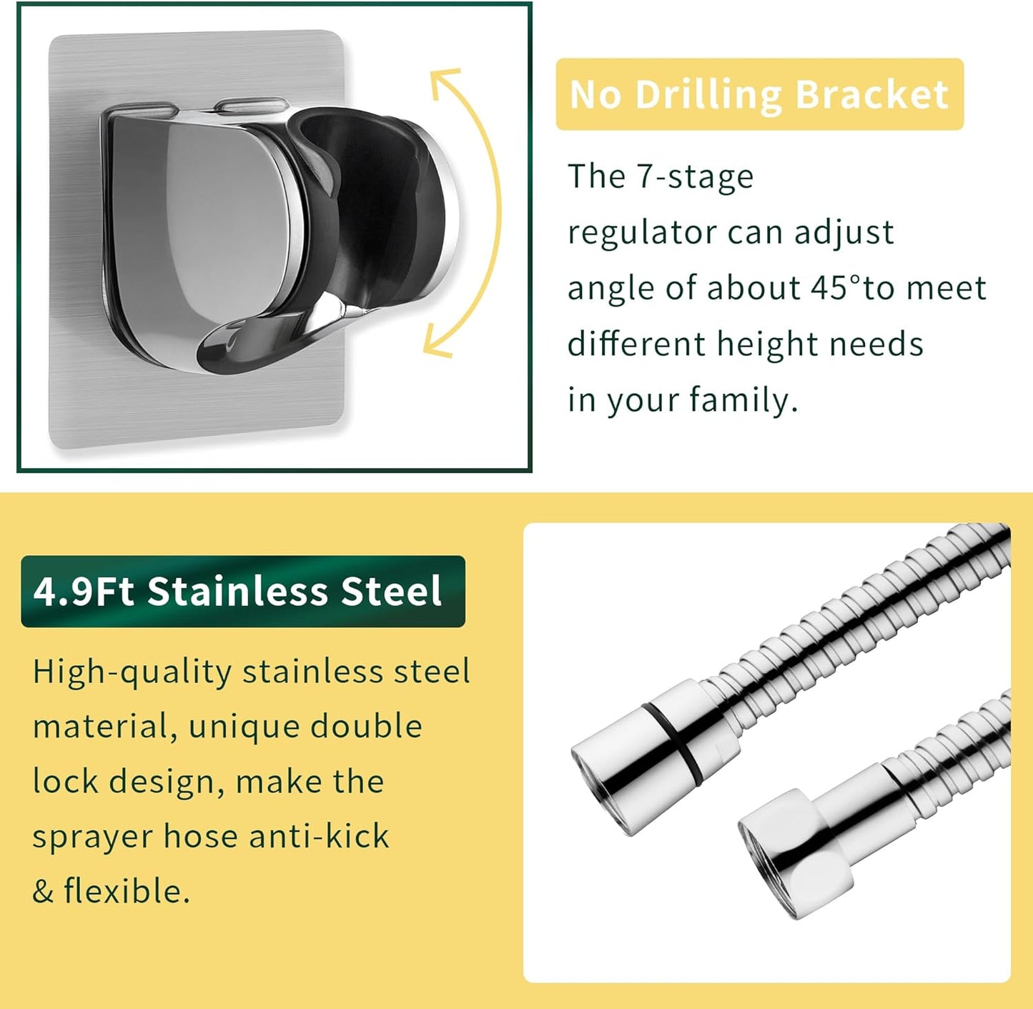 CECEFIN Kitchen Faucet Hose Attachment, Sink Sprayer Replacement Head with 4.9 Ft Stainless Steel Hose, Water Saving Aerator with 3-Way Diverter Valve for Hair Washing Laundry Room and Pet Shower