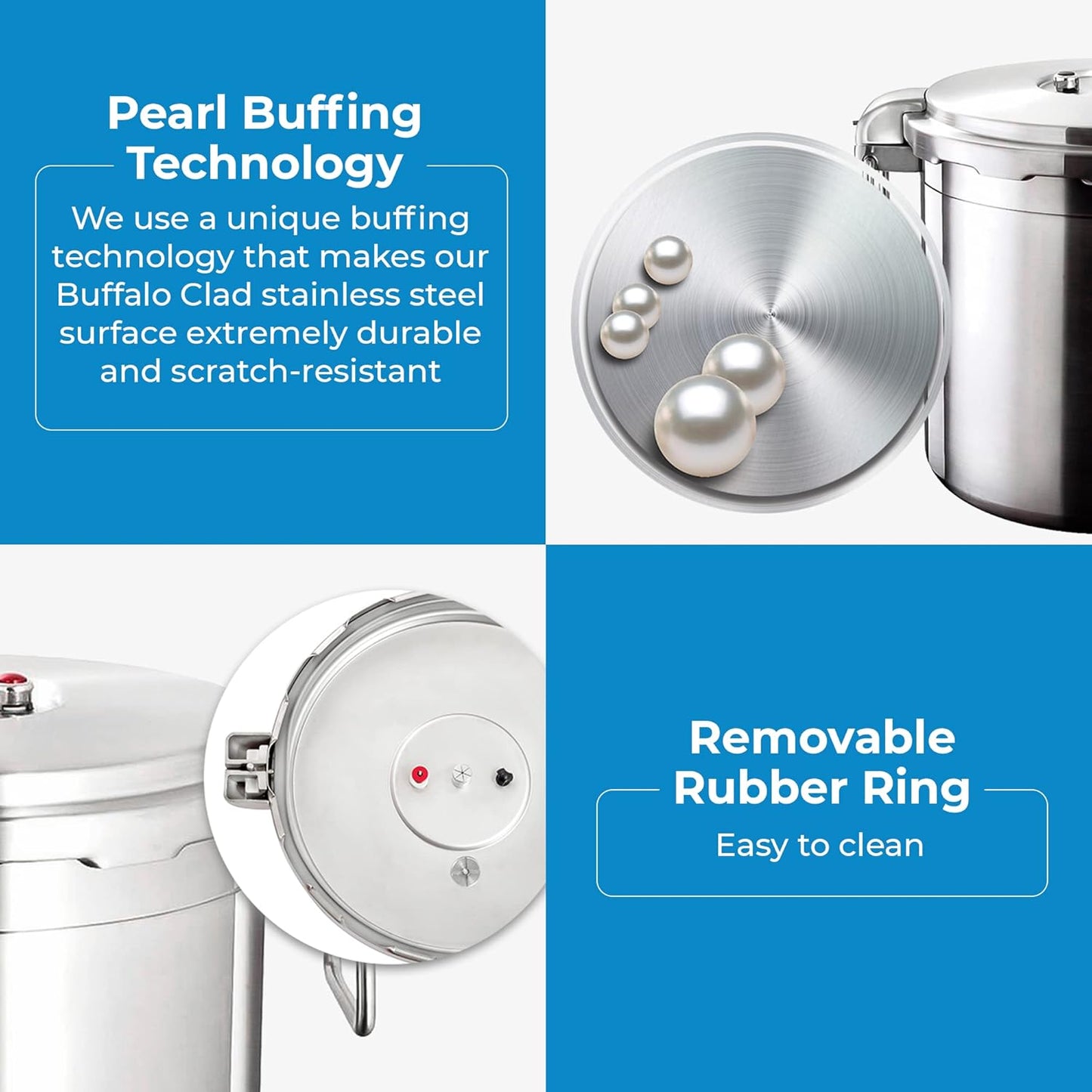 Buffalo 32 Quart Stainless Steel Pressure Cooker Large Canning Pot with Lid for Commercial Use - Easy to Clean Stove Top Pressure Canner, Can Cooker - Safety Goods Certificate QP430