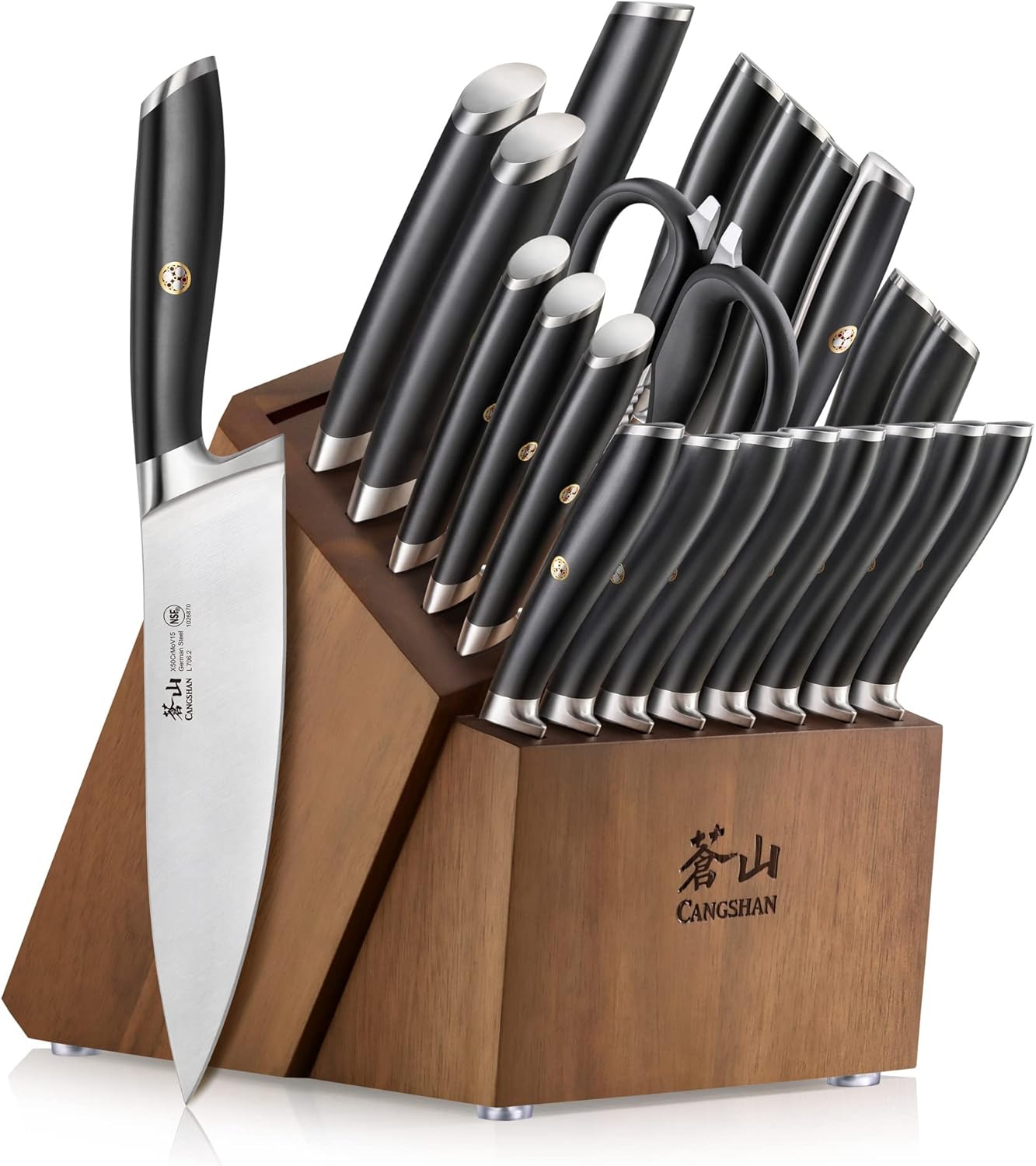 Cangshan L Series 23-Piece Classic Knife Block Set, Forged German Steel, 1027457