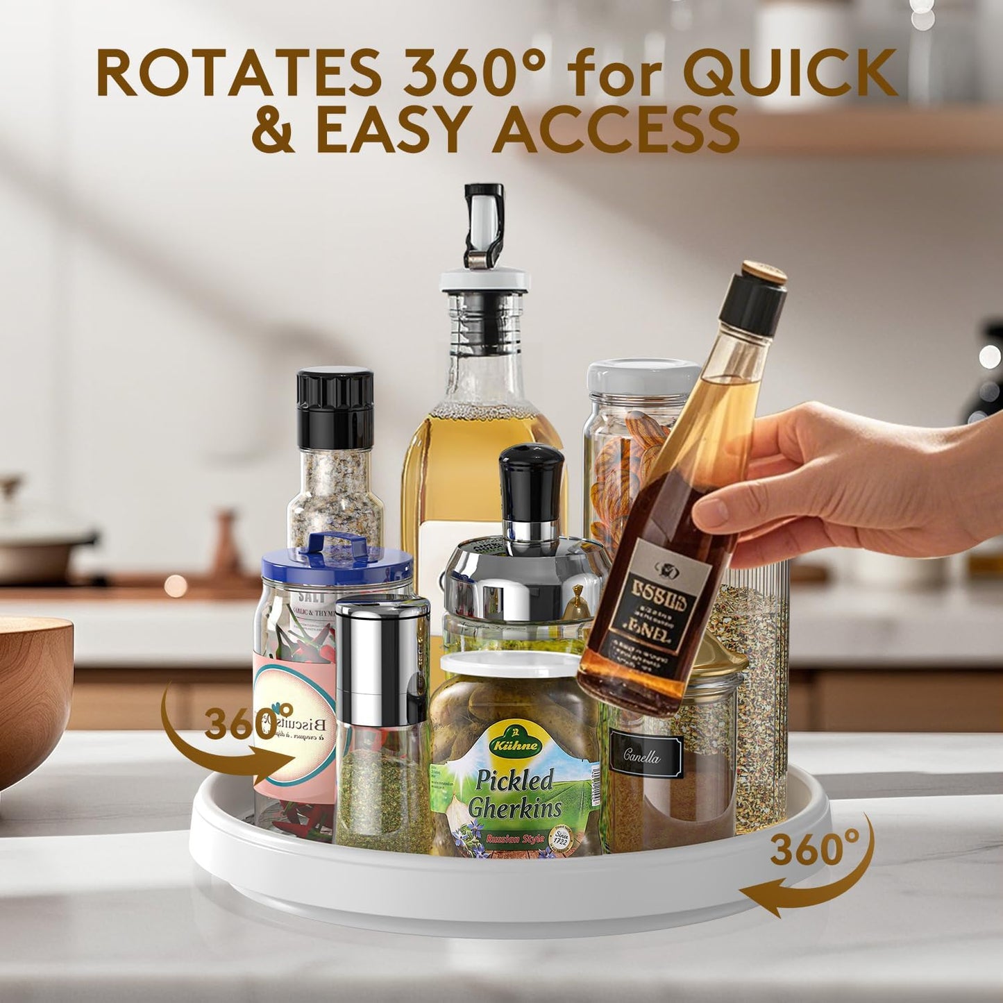 Lazy Susan Organizers for Kitchen Storage - 4 Set of Turntables for Cabinet, Pantry Organization Countertop,Vanity and Table,10 Inch Rotating Tray Spice Rack, Bathroom Fridge and Makeup Organizing